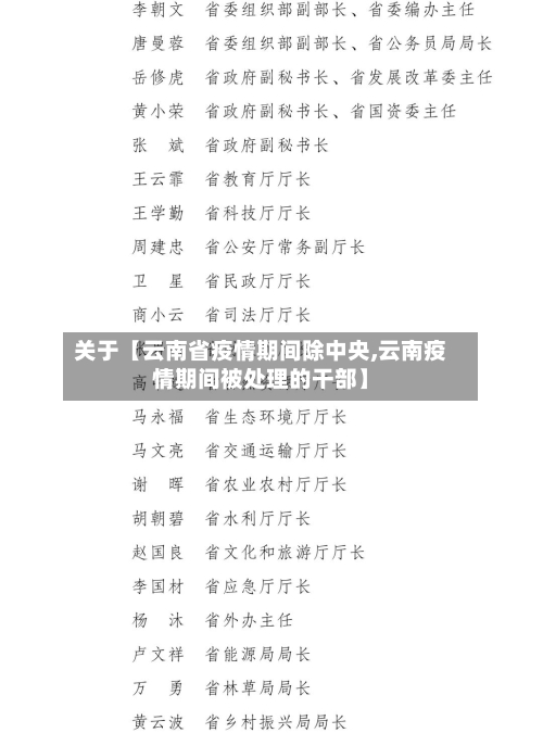 关于【云南省疫情期间除中央,云南疫情期间被处理的干部】