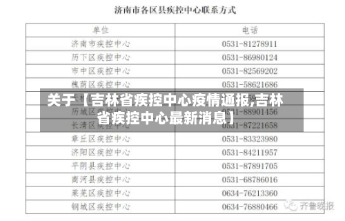 关于【吉林省疾控中心疫情通报,吉林省疾控中心最新消息】