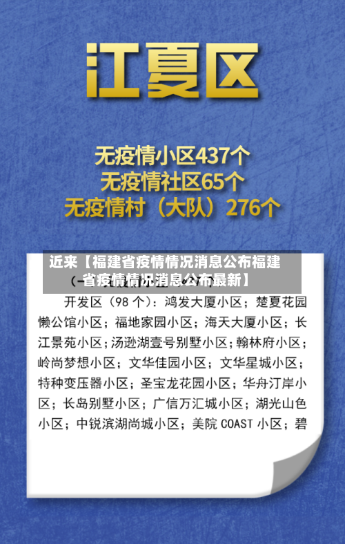 近来【福建省疫情情况消息公布福建省疫情情况消息公布最新】