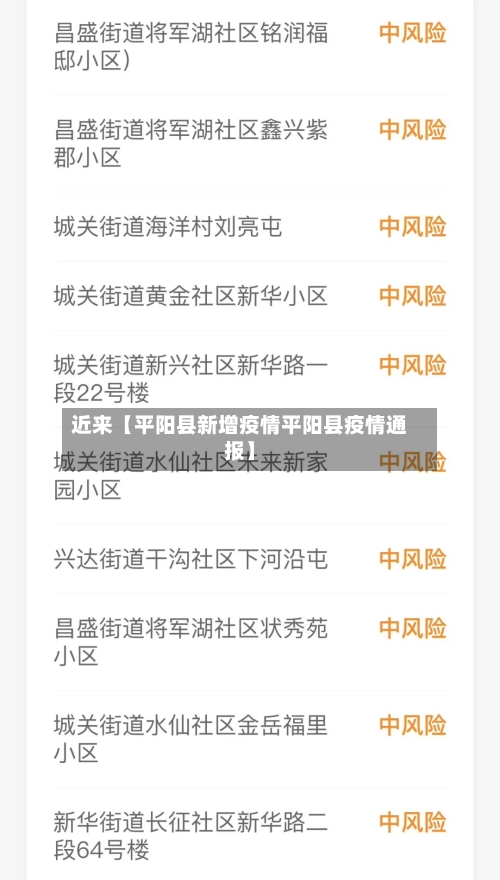 近来【平阳县新增疫情平阳县疫情通报】