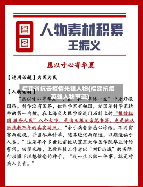 福建省抗击疫情先锋人物(福建抗疫英雄人物事迹)