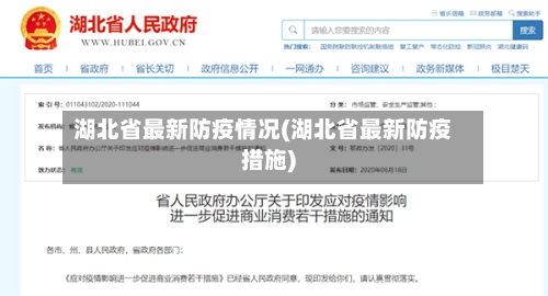 湖北省最新防疫情况(湖北省最新防疫措施)