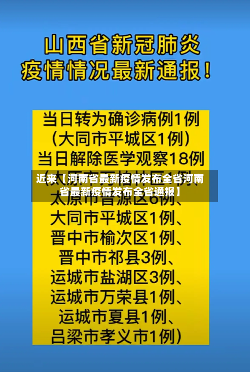 近来【河南省最新疫情发布全省河南省最新疫情发布全省通报】