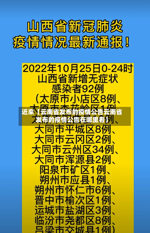 近来【云南省发布的疫情公告云南省发布的疫情公告在哪里看】