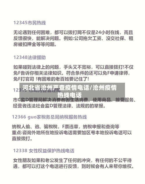 河北省沧州严查疫情电话/沧州疫情热线电话