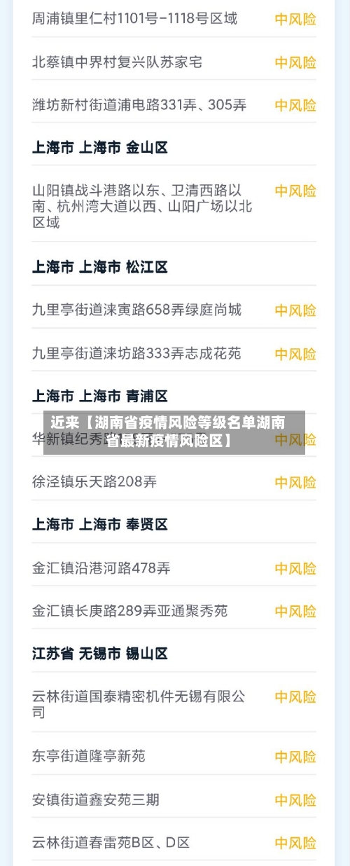 近来【湖南省疫情风险等级名单湖南省最新疫情风险区】